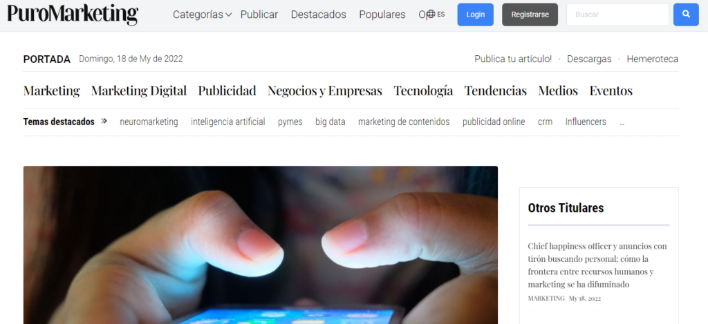 Puro Marketing es todo un “clásico” en los blogs de marketing en español.